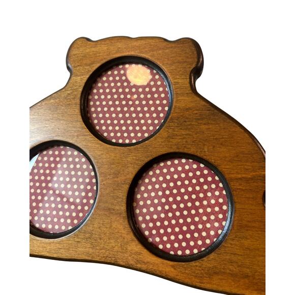 Vintage Wooden Bear Photo Frame | 3 Round Openings | 14"x8" | Wall or Tabletop - Picture 7 of 7